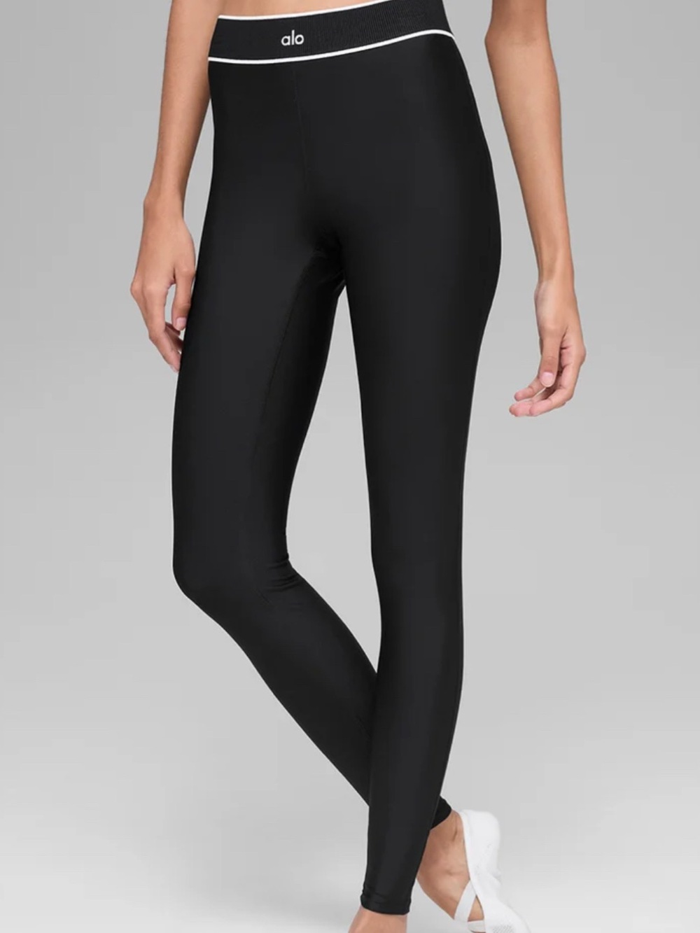 ALO Yoga Black High-Rise Seamless Legging with Contrast Waistband